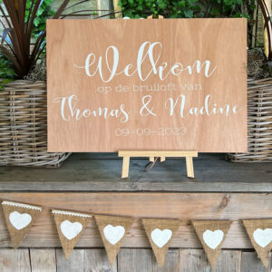 gepersonaliseerd houten welkomstbord