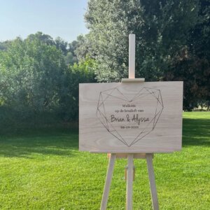 Gegraveerd houten welkomstbord